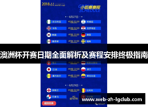 澳洲杯开赛日期全面解析及赛程安排终极指南 澳洲杯开赛日期全面解析及赛程安排终极指南